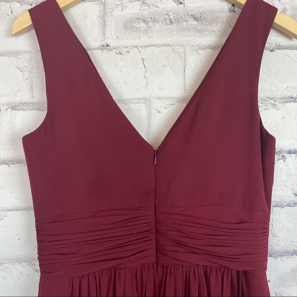 Dessy Collection burgundy #2894 chiffon formal dress - Picture 4 of 9